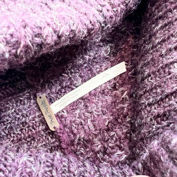 Free People Wool Linen Blend Sweater Womens Small Purple Turtleneck Pullover - Picture 5 of 9